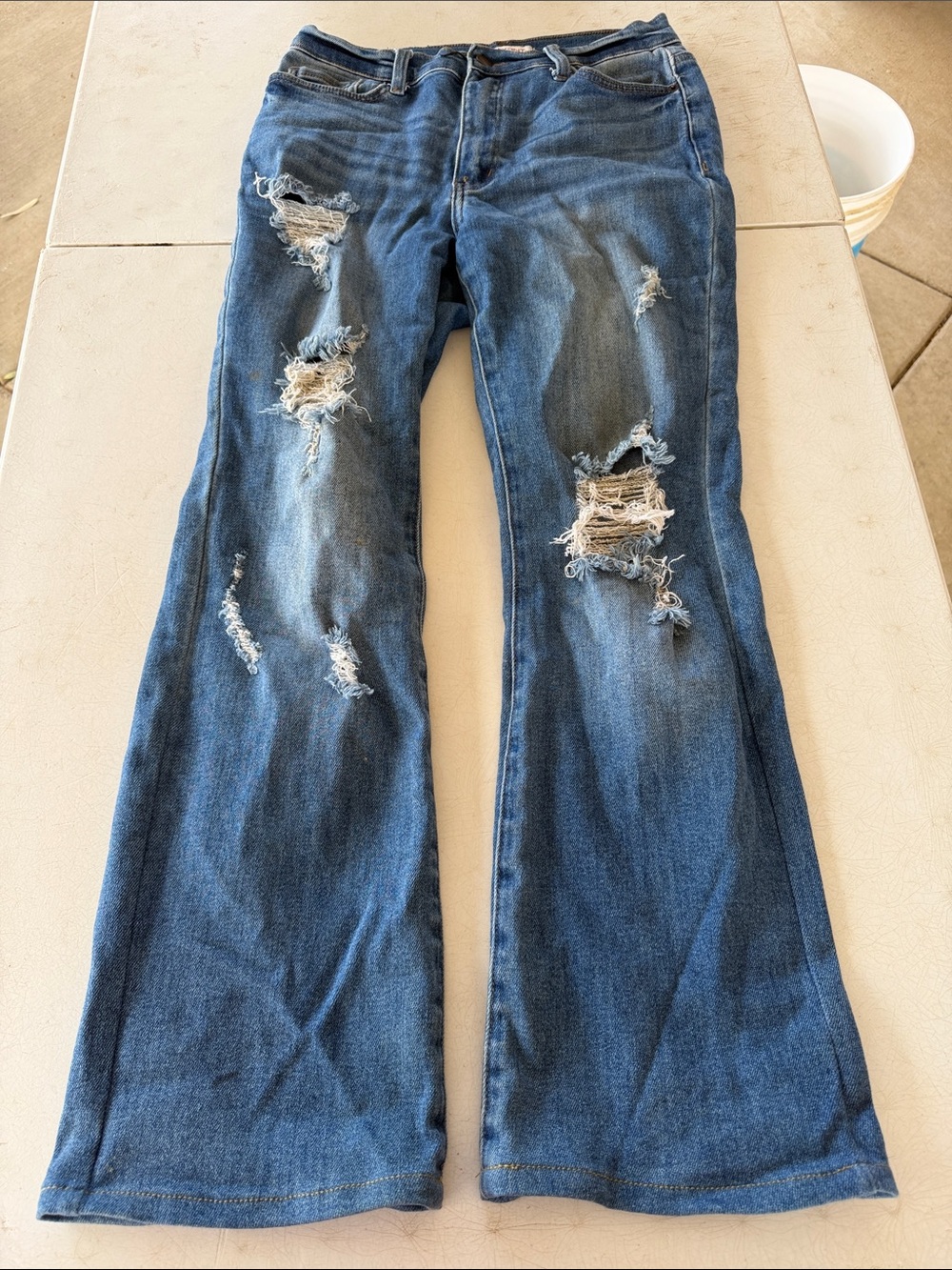 Vibrant M.I.U Distressed Blue Flare Jeans for Women